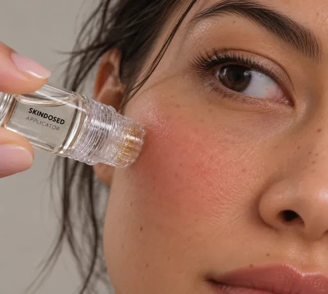 Stamping the applicator gently on the cheek